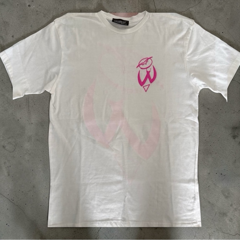 White Graphic T-Shirt w/ Pink Logo